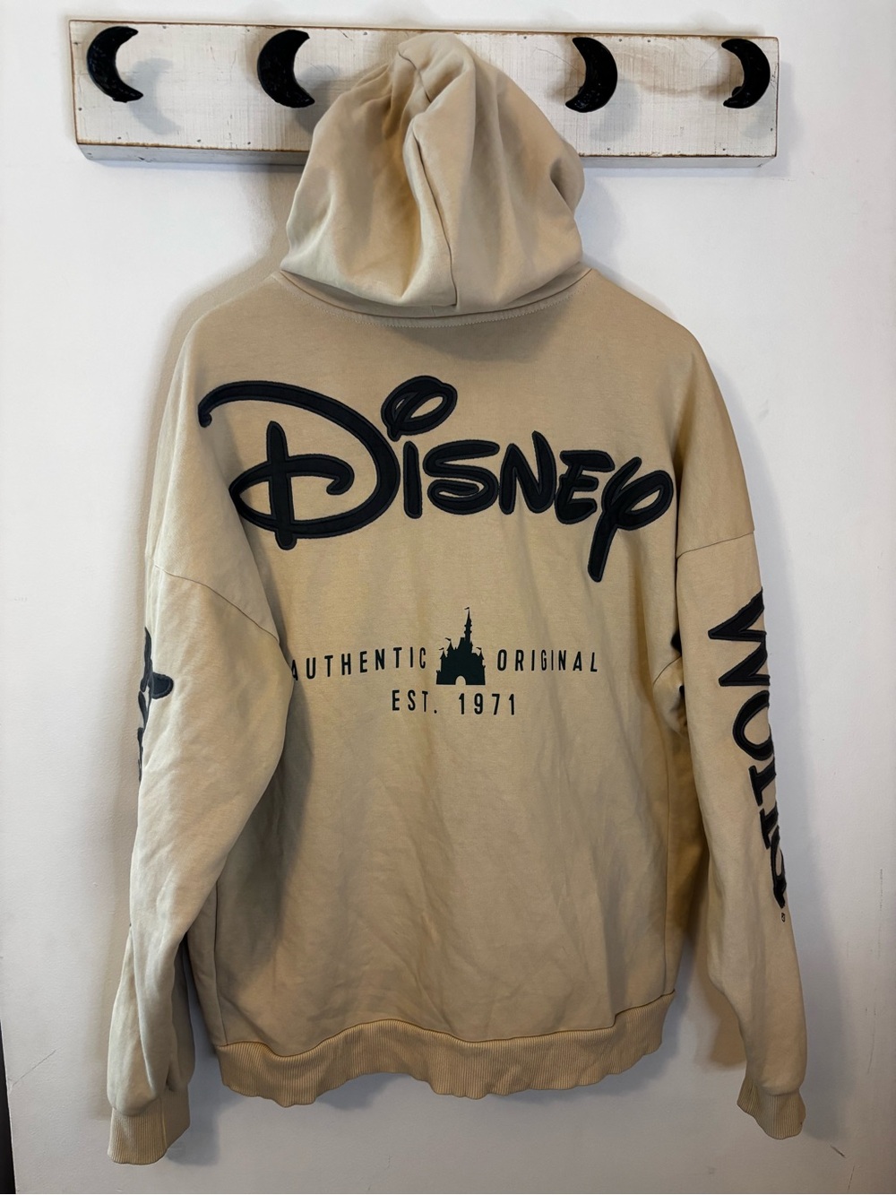 Walt Disney World Zip-Up Hoodie with Gray Embroidered Patch Script